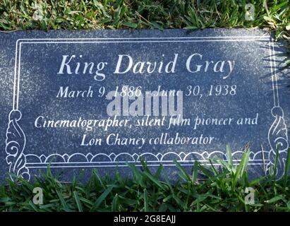 Los Angeles, California, USA 17 luglio 2021 UNA visione generale dell'atmosfera del re David Grey's grave di Murder/Victim/cineasta all'Hollywood Forever Cemetery il 17 luglio 2021 a Los Angeles, California, USA. Foto di Barry King/Alamy Stock foto Foto Stock