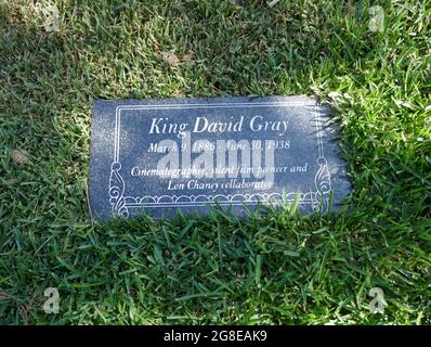 Los Angeles, California, USA 17 luglio 2021 UNA visione generale dell'atmosfera del re David Grey's grave di Murder/Victim/cineasta all'Hollywood Forever Cemetery il 17 luglio 2021 a Los Angeles, California, USA. Foto di Barry King/Alamy Stock foto Foto Stock