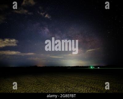 Campo di grano e Via Lattea Foto Stock