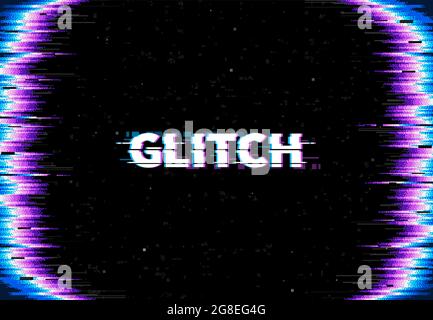 Sfondo glitch screen. Effetto di errore del monitor, perdita del segnale TV e sfondo del vettore di visualizzazione rotto. Bug del computer, crash video e connessione pro Illustrazione Vettoriale