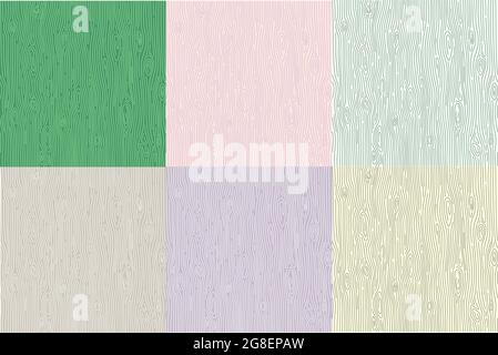 Texture legno set di 6 in diversi colori come il verde, rosa, blu, viola, grigio.Office e gli elementi di texture del pavimento casa per web, decor, app, sfondo Illustrazione Vettoriale