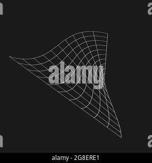 Retrofuturistico cyberpunk prospettiva distorta griglia. Elemento di design Cyber. Griglia distorta in stile anni '80. Cyber Geometry per poster, copertina, volantino Illustrazione Vettoriale