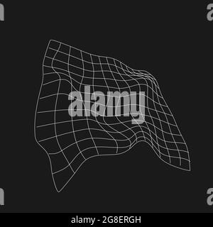 Retrofuturistico prospettiva liquida distorta griglia. Elemento di design Cyber. Griglia in stile cyberpunk anni '80. Cyber geometria per poster, copertina, volantino, merch Illustrazione Vettoriale