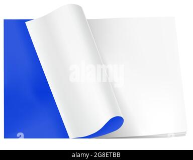 Carta blu arricciata. Pagina arricciata con ombra. Lamina colorata e lucida. Elemento di design per la pubblicità e la promozione. Illustrazione Vettoriale