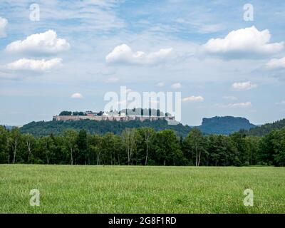 Vista sulla Fortezza di Koenigstein in Sassonia Foto Stock