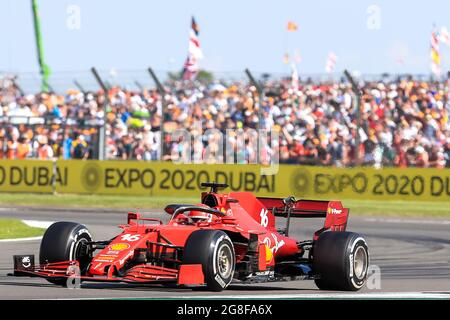 Silverstone Circuit, 18 luglio 2021 Charles Leclerc (MON), Scuderia Ferrari SF21 durante LA GARA DI FORMULA 1 DEL GRAN PREMIO DI GRAN BRETAGNA PIRELLI a Silverstone, Regno Unito Foto Stock