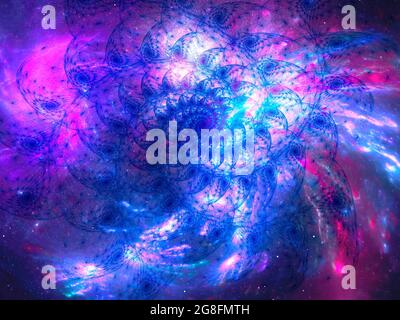 Spirale frattale astratta con effetti luminosi - illustrazione generata dal computer Foto Stock