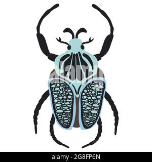 Goliathus regius beetle, illustrazione vettoriale isolata su sfondo bianco. Illustrazione Vettoriale