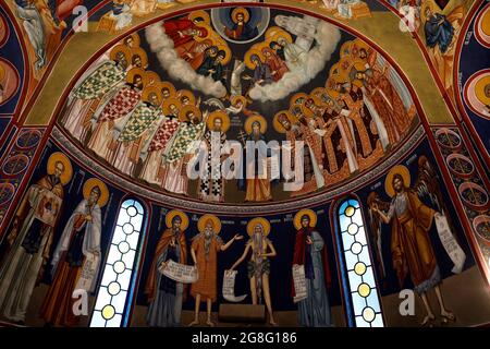 Affreschi nella chiesa di San Sava, Beograd (Belgrado), Serbia, Europa Foto Stock