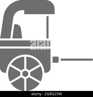 Vettore risciò, tradizionale cinese taxi grigio icona. Illustrazione Vettoriale