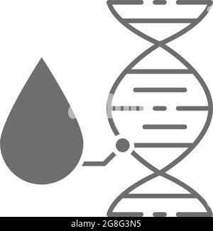 Analisi del sangue vettoriale, icona grigia del sangue del dna. Illustrazione Vettoriale