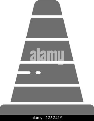Icona grigia del cono del traffico. Isolato su sfondo bianco Illustrazione Vettoriale