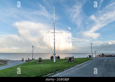 Una vista da Southwold, Suffolk UK guardando i premi al tramonto in una fredda serata d'autunno Foto Stock