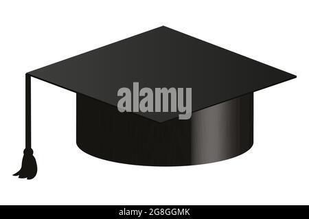 Cappello didattico. Cappello vettoriale a gradazione nera. Simbolo della scuola Illustrazione Vettoriale