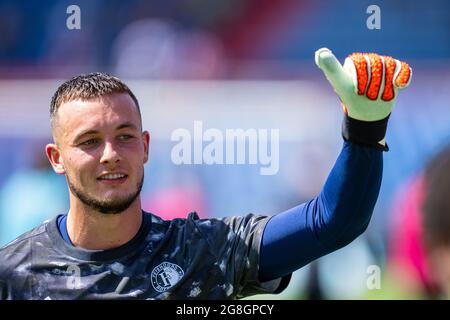 ROTTERDAM, PAESI BASSI - LUGLIO 17: Portiere Justin Bijlow di Feyenoord durante la partita pre-stagione tra Feyenoord e SV Werder Bremen allo Stadion Feijenoord De Kuip il 17 luglio 2021 a Rotterdam, Paesi Bassi (Foto di Yannick Verhoeven/Orange Pictures) Foto Stock