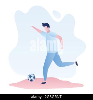 Giocatore di calcio maschile, uomo con palla, stile trendy illustrazione vettoriale Illustrazione Vettoriale