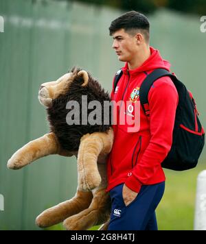 Louis Rees-Zammit dei Lions britannici e irlandesi durante la sessione di formazione alla Hermanus High School, Sudafrica. Data immagine: Martedì 20 luglio 2021. Foto Stock