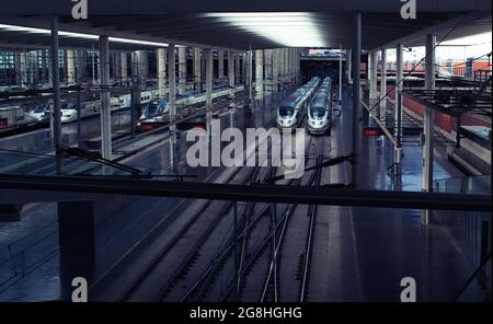 Stazione ferroviaria Atocha di Madrid Foto Stock