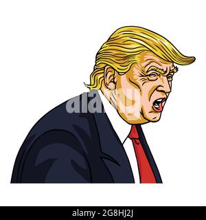 Donald Trump gridando che sei licenziato!. Caricatura del cartone vettoriale Illustrazione Vettoriale