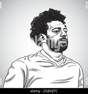 Disegno di Mo Salah Vector Cartoon Caricature Illustrazione Illustrazione Vettoriale