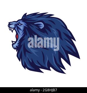 Modello icona vettore mascotte con logo Lion Roaring Illustrazione Vettoriale