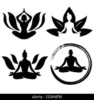 Set di Vector per il logo di Meditation Yoga Illustrazione Vettoriale