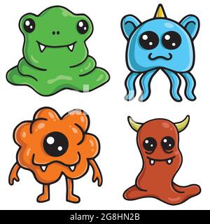 Modello set vettoriale Cartoon Monster Character Design Illustrazione Vettoriale