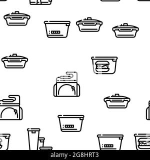 Lunchbox dishware Vector Seamless Pattern Illustrazione Vettoriale