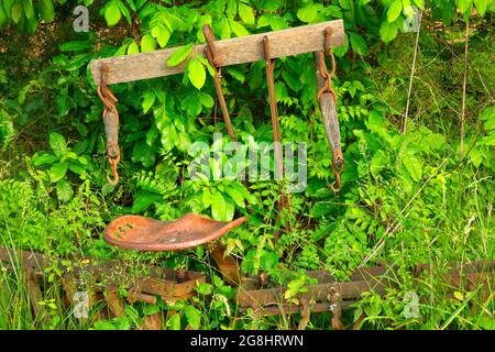 Lincoln Living Historical Farm Equipment, Lincoln Boyhood National Memorial, Indiana Foto Stock