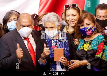 CITTÀ DEL MESSICO, MESSICO - LUGLIO 13: Segretario dell'interno del Messico, Olga Sanchez Cordero, durante il forum 'basi costituzionali della Quarta trasformazione' nella Camera dei deputati del Messico il 13 luglio 2021 a Città del Messico, Messico. Credit: Luis Barron/Eyepix Group/The Photo Access Foto Stock