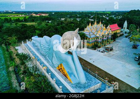 Bella pagoda nel delta del Mekong Vietnam meridionale Foto Stock