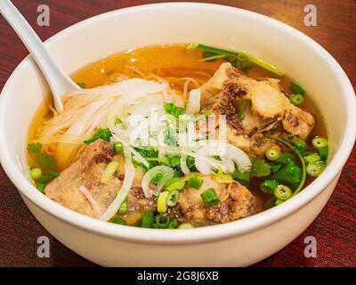 Primo piano di Oxtail Pho a Las Vegas, Nevada Foto Stock