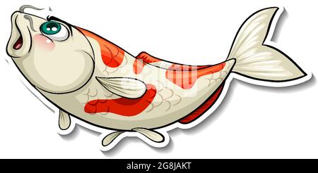 Illustrazione dell'adesivo cartoon del pesce Koi carp Illustrazione Vettoriale