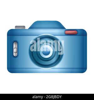 Segno blu della fotocamera. Studio di creazione di foto o video. Fotografo. Apparecchiatura ottica digitale con obiettivo. Istantanea, carica vettore immagine Illustrazione Vettoriale