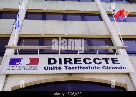 Bordeaux , Aquitaine Francia - 12 28 2020 : Direccte francese logo e testo segno sulla costruzione ufficio commercio estero intelligence economica nel Dire regionale Foto Stock