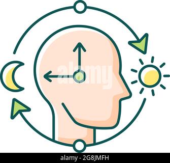 Ritmo circadiano icona colore RGB Illustrazione Vettoriale