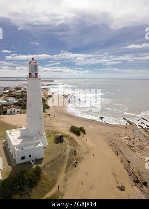 La paloma, Uruguay. Vista aerea del faro e della città. Foto Stock