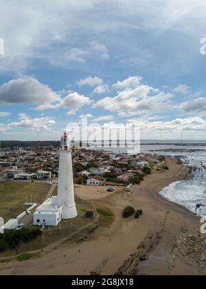 La paloma, Uruguay. Vista aerea del faro e della città. Foto Stock