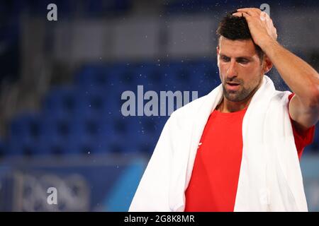 Tokyo, Giappone. 21 luglio 2021. Novak Djokovic (SRB) Tennis : sessione di allenamento maschile durante i Giochi Olimpici di Tokyo 2020 all'Ariake Tennis Park di Tokyo, Giappone . Credit: YUTAKA/AFLO SPORT/Alamy Live News Foto Stock