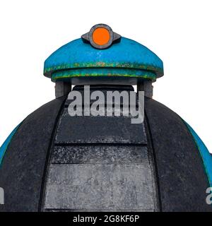 robot ball id verticale su sfondo bianco, illustrazione 3d Foto Stock