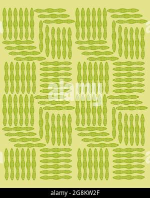 Piselli, sfondo verde astratto, cialde di piselli con frutta. Illustrazione vettoriale Illustrazione Vettoriale