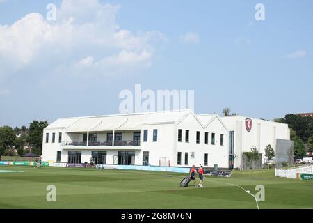 BECKENHAM, REGNO UNITO. 21 LUGLIO. Vista generale durante la sessione di allenamento Durham e reti prima della partita della Royal London Cup con il Kent al County Ground, Beckenham mercoledì 21 luglio 2021. (Credit: Will Matthews | MI News) Credit: MI News & Sport /Alamy Live News Foto Stock