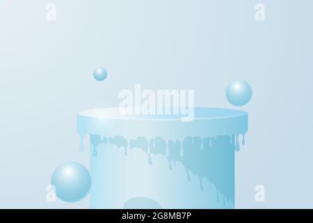 Podio cilindrico azzurro per la presentazione del prodotto. Illustrazione vettoriale. Illustrazione Vettoriale