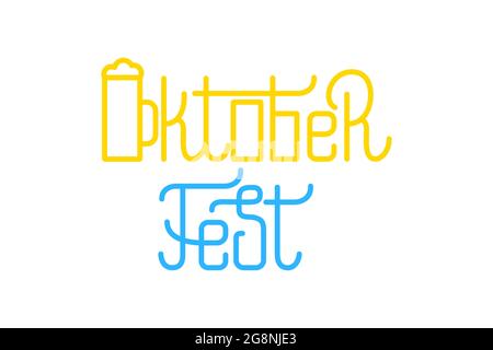 Design con scritta Oktoberfest. Testo vettoriale del festival della birra in Germania Illustrazione Vettoriale