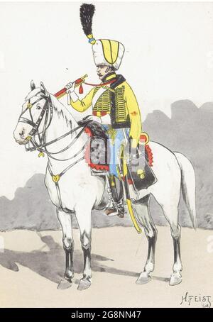 trompette du 9e régiment de hussards sous le 1er Empire Foto Stock