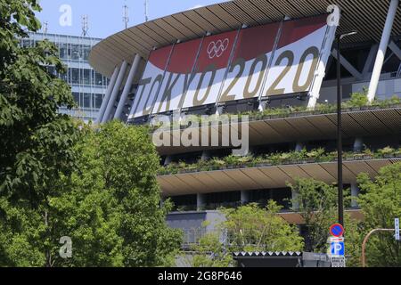 Lo Stadio Nazionale, sede principale dei Giochi Olimpici di Tokyo 2020. La cerimonia di apertura si tiene lì il 23 luglio 2021. Tokyo, Giappone. 22. Foto Stock