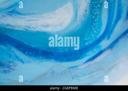Macro foto di pittura astratta colorata in resina epossidica. Applicabile per la copertina del progetto, la relazione annuale, l'invito, il volantino, la presentazione, imballaggio, poster Foto Stock