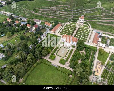 Veduta aerea del Castello di Waccerbarth in Sassonia Radebeul Foto Stock
