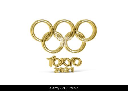 Icona Golden 3d olympics isolata su sfondo bianco - rendering 3d Foto Stock