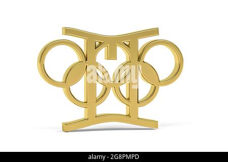 Icona Golden 3d olympics isolata su sfondo bianco - rendering 3d Foto Stock